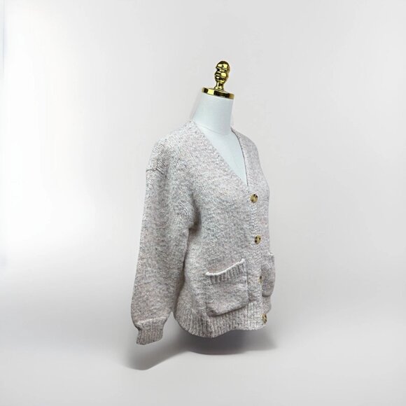 Free People Speckled Knit Cardigan Ivory XS Boho Cable Knit Sweater Worn Once - Picture 4 of 10